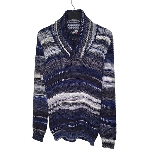 Horst Men's Sweater Size M Wool Blend Loose Knit Men's Block Pattern Fisherman - Picture 1 of 5